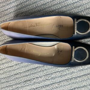 Salvatore Ferragamo Blue Leather Flats
